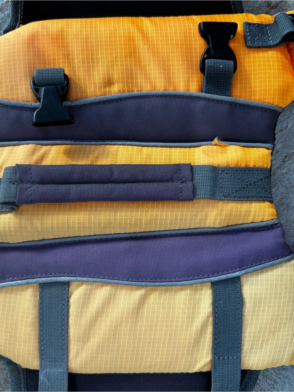 Durable Yellow and Gray Dog Life Jacket with Secure Straps size Small